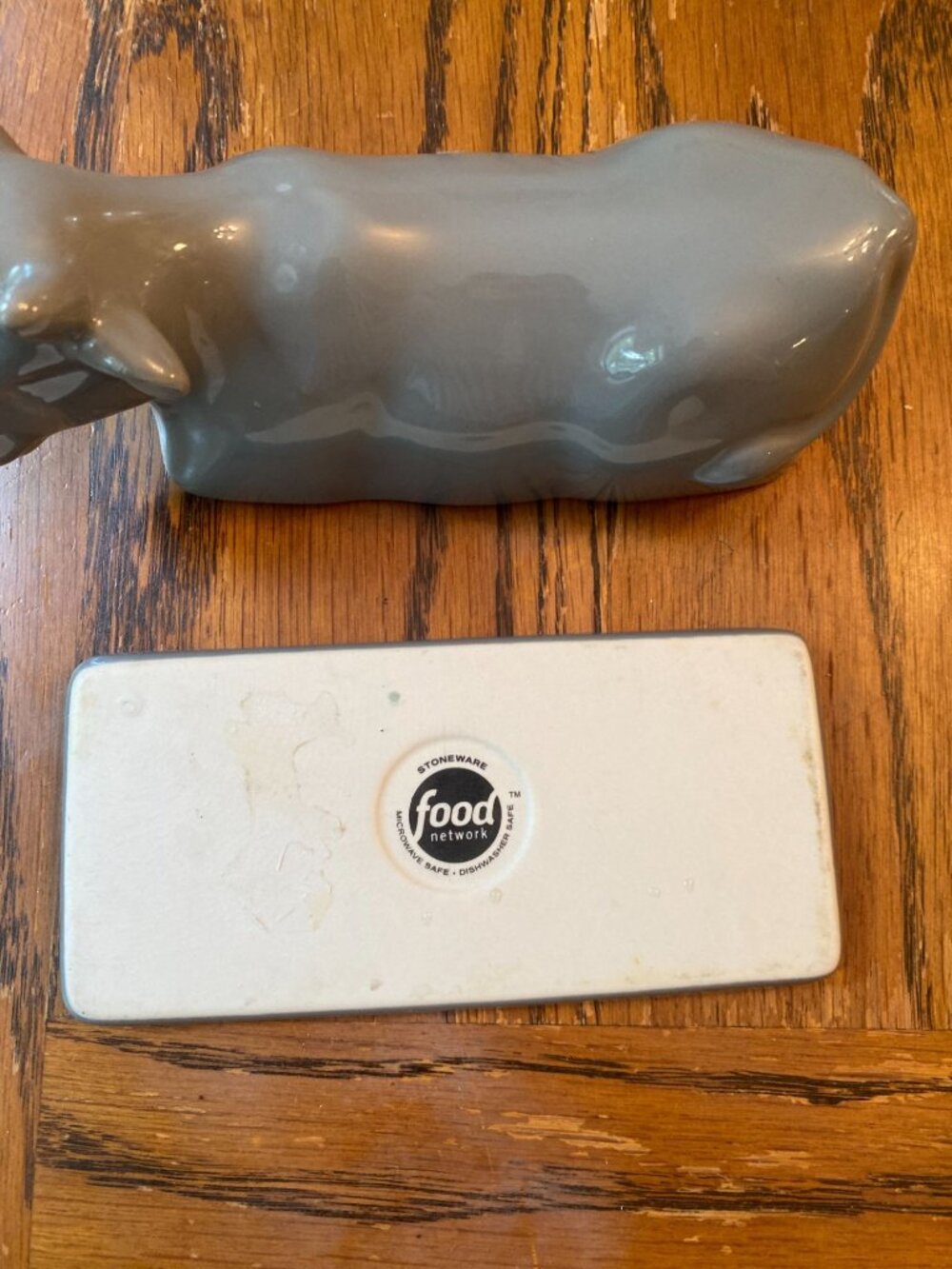 Food Network Cow Butter Dish Stoneware Farmhouse Kitchen Decor Gray - Picture 3 of 3